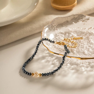 Navy Sodalite Pearl & Bead Bracelet
