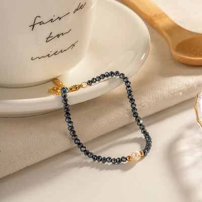 Navy Sodalite Pearl & Bead Bracelet