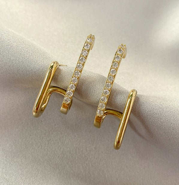 18K Gold & Crystal Claw Earrings