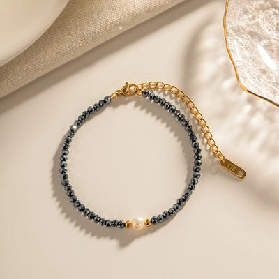 Navy Sodalite Pearl & Bead Bracelet
