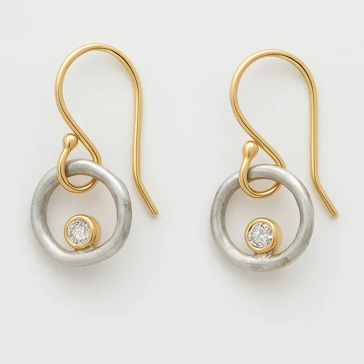 Vintage Gold & Silver Zirconia Earrings