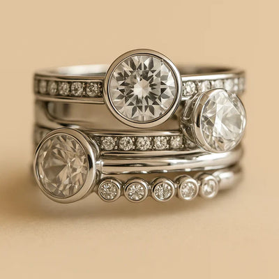 Vintage Silver & Crystal Layered Ring